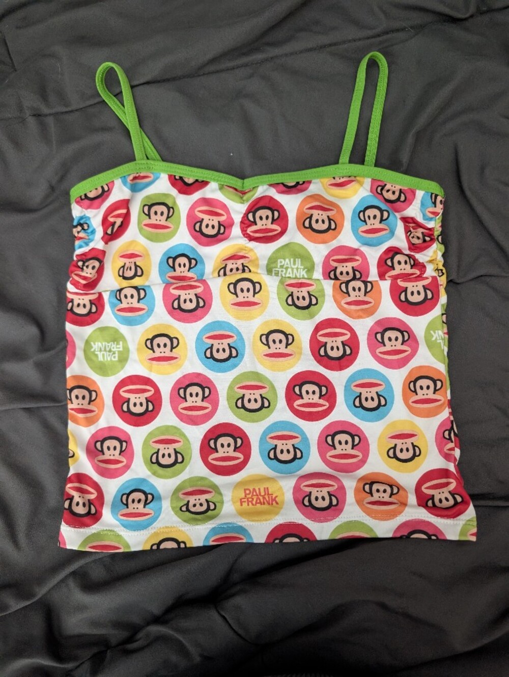 Paul Frank Girls' Multicolor Julius Print Tank Top - Green Trim Size: M